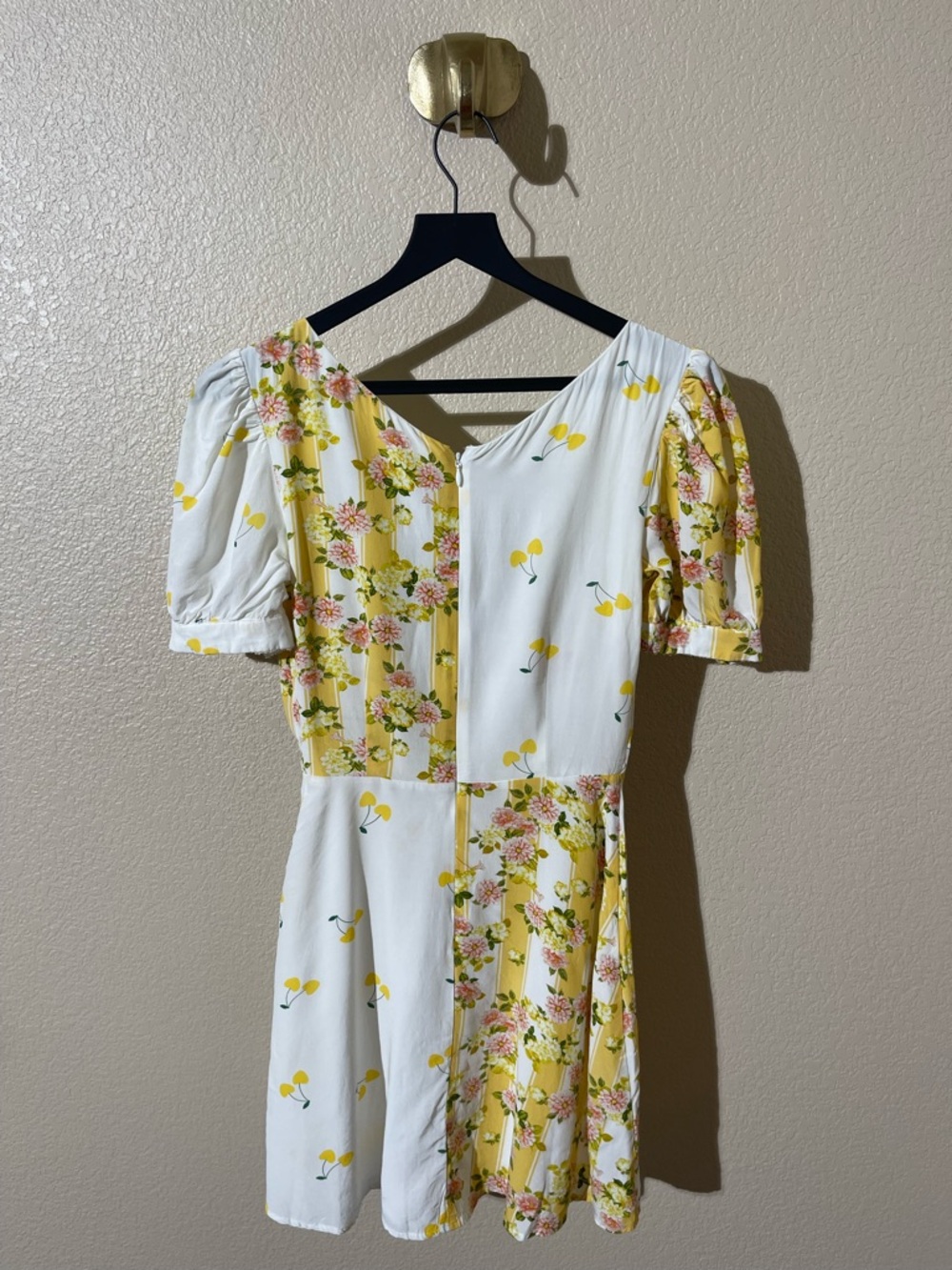 For Love & Lemons White and Yellow Floral Puff-Sleeve Mini Dress - Picture 3 of 7